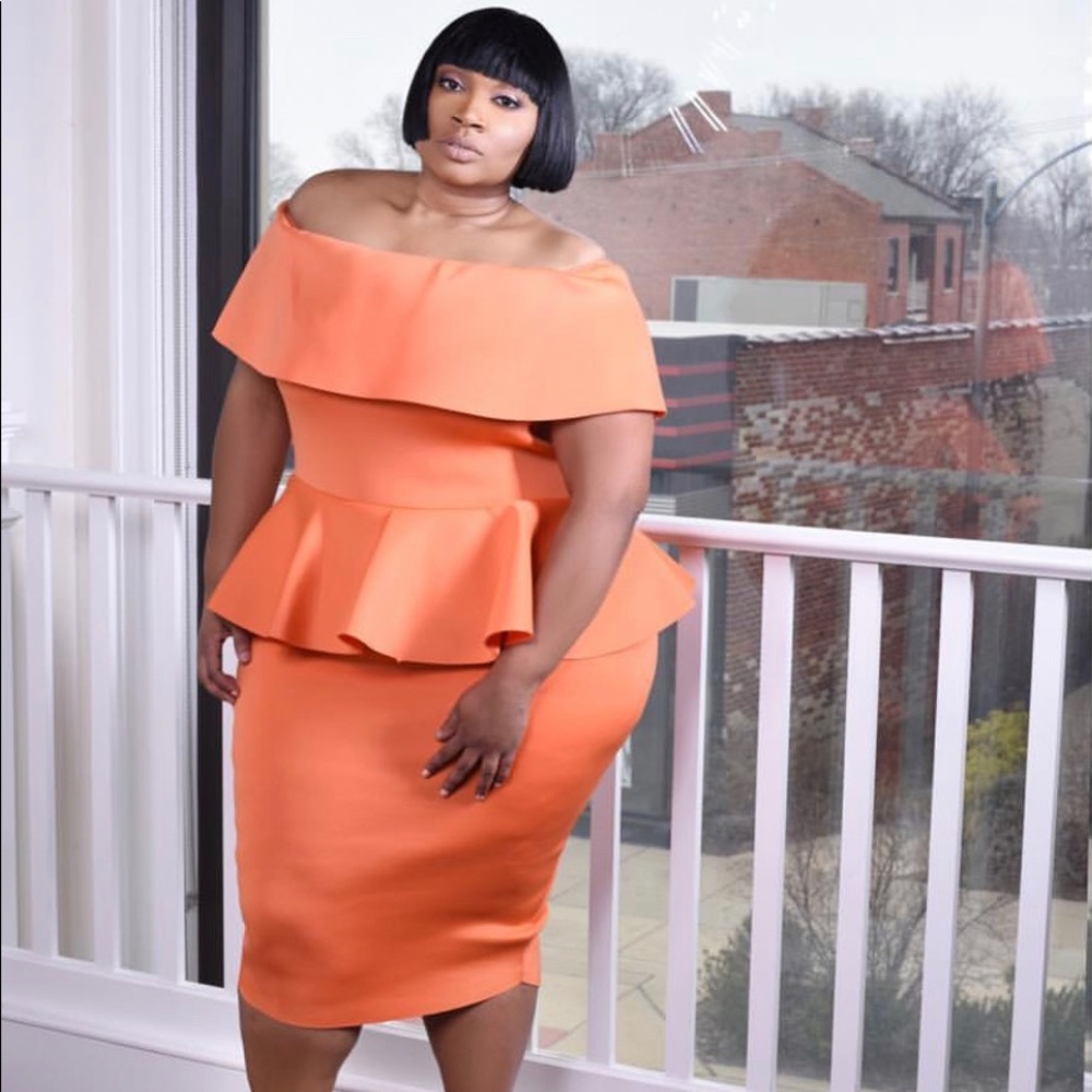 Orange Peplum Bodycon